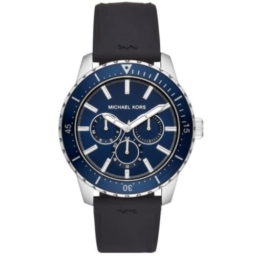 Michael Kors Men's Cunningham Black Silicone Blue Dial 44mm Watch - MK7160